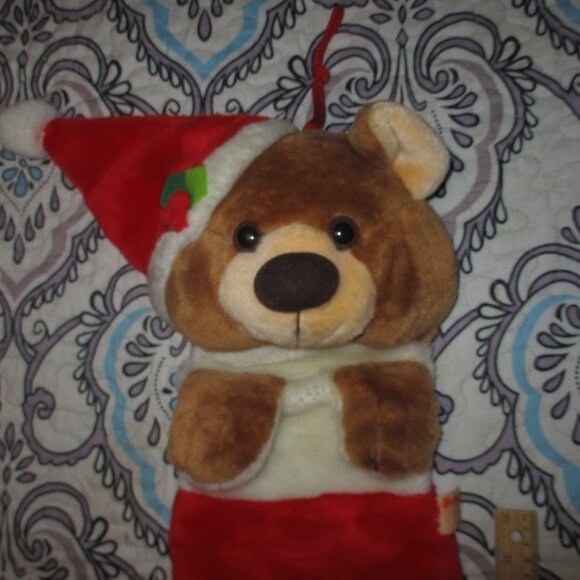 Vintage Plush Soft Teddy Bear Christmas Stocking Smithy - Picture 3 of 6